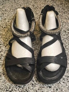 AS98 Black Leather Sandals EU 42